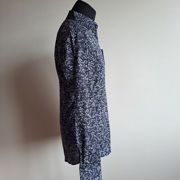 New Bruun & Stengade Men's Slim Fit Floral Button Down Navy Shirt Size 40 - Picture 4 of 16